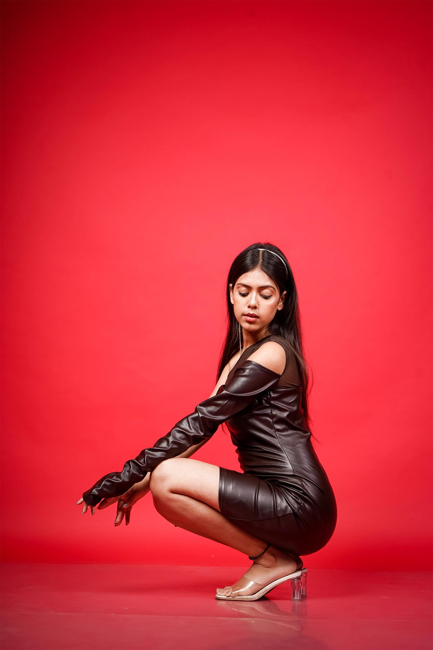 One Shoulder Leather Dress