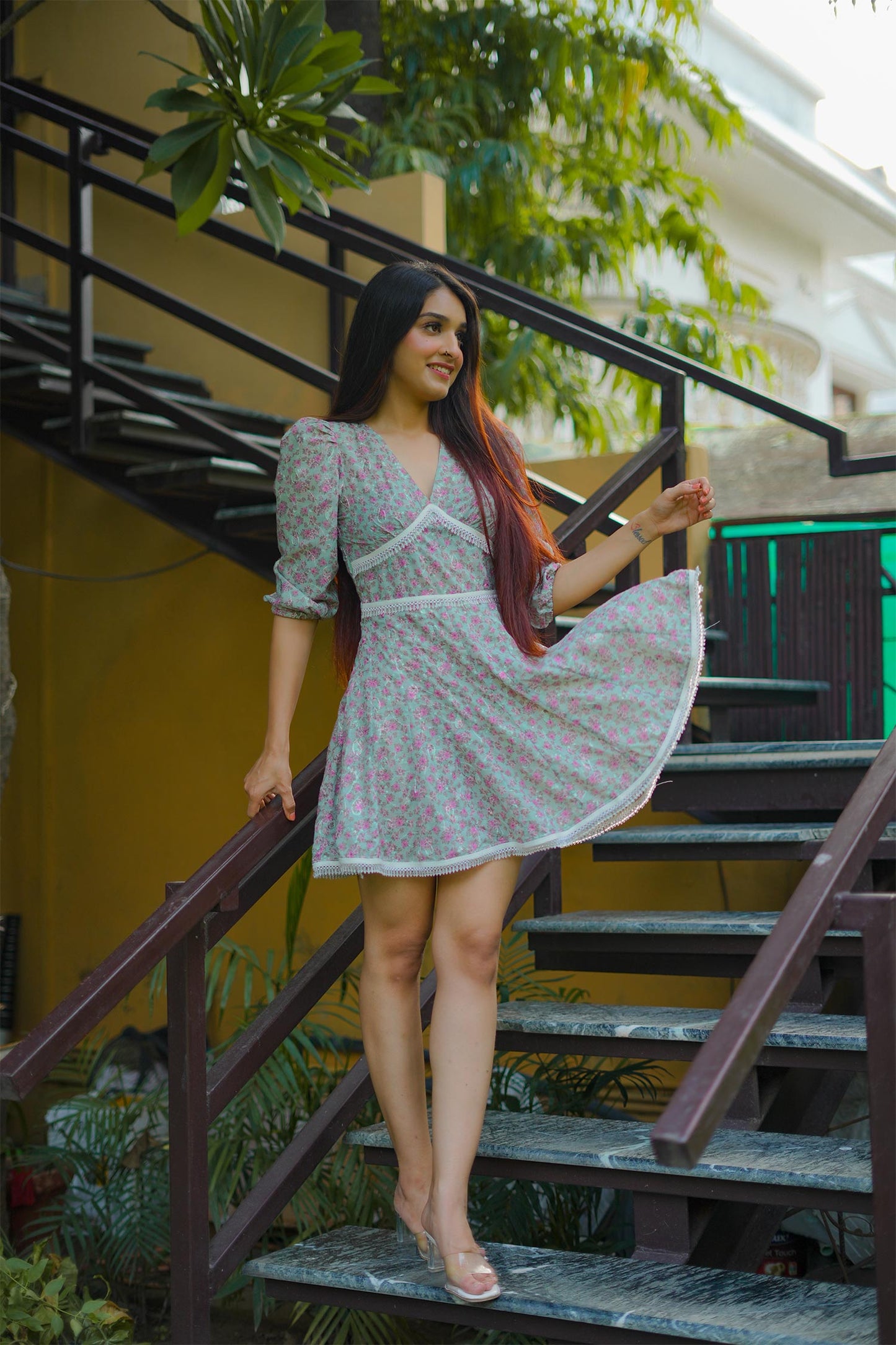 Green and Pink Breezy Dress