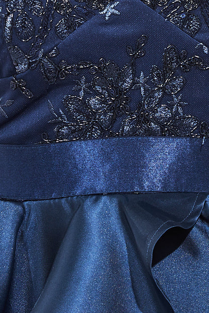 Navy Blue Petal Lace Dress
