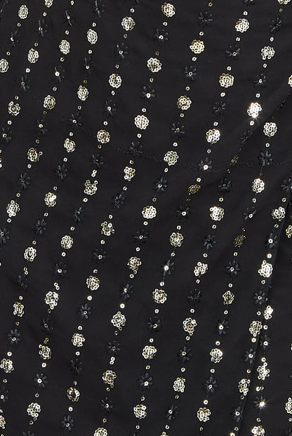 Black Sequin Wrap-over Mini Dress