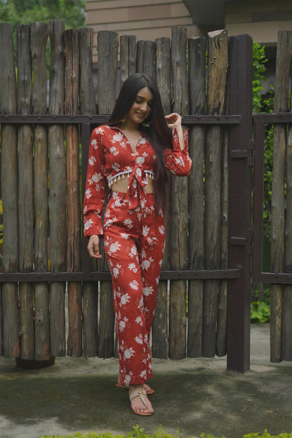 Red and White Co-ord Set