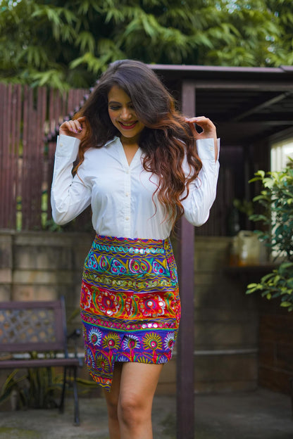 Multi-Colour Skirt with Mirror