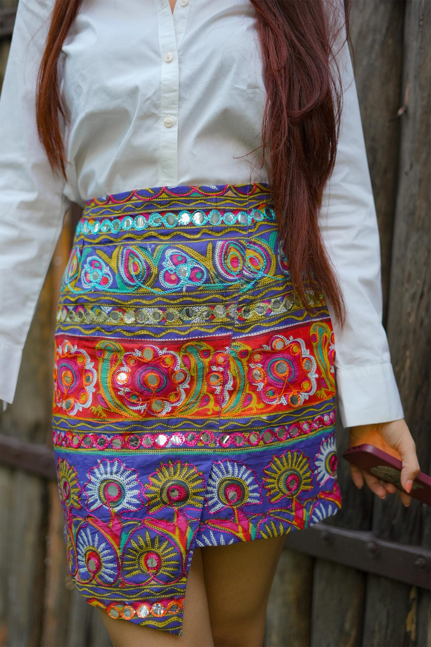Multi-Colour Skirt with Mirror